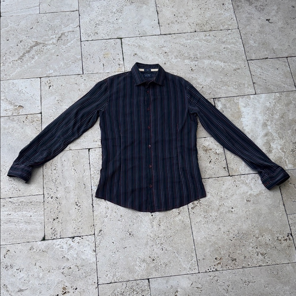 Armani Jeans Navy Striped Button Down Shirt